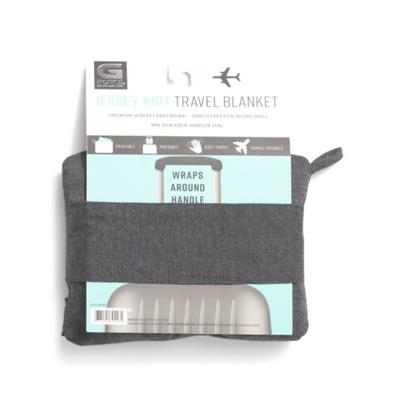 G-FORCE Grey Jersey Knit Packable Blanket With Carry Strap - Picture 2 of 2